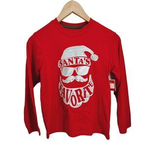 NEW Holiday Time Long Sleeve Tee Tshirt Santa's Favorite Kids Size M‎ 8
